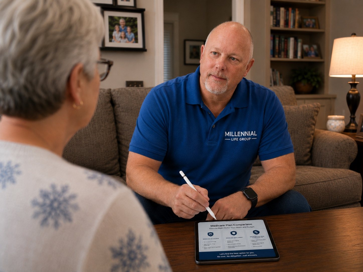 James Kaufer discussing Medicare coverage options during a client consultation